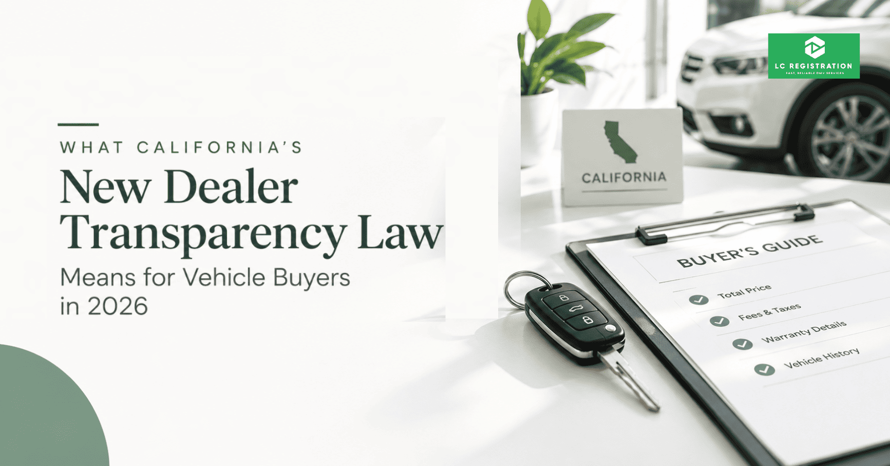 California car buyer reviewing transparent vehicle pricing and dealer purchase documents